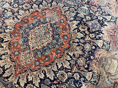 Large hand-knotted wool carpet with foliate...