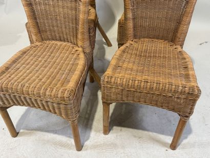 Series of four bamboo and wicker chairs.
97...