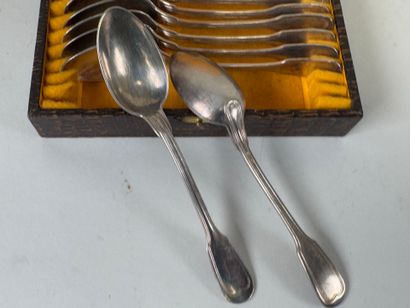 Set of twelve small spoons in silver-plated...