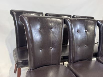 Series of six chairs in dark-brown imitation...