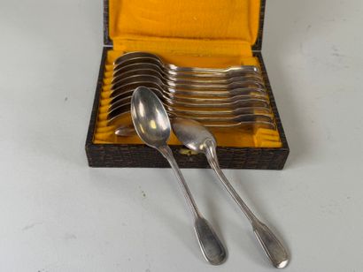 Set of twelve small spoons in silver-plated...