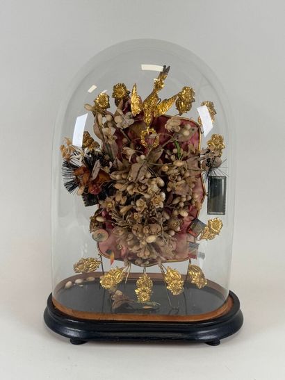 Globe de mariée en verre bombé et socle en...