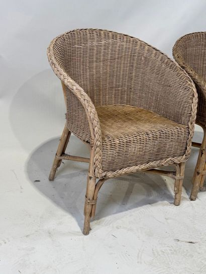 Pair of wicker and bamboo armchairs.
80 x...