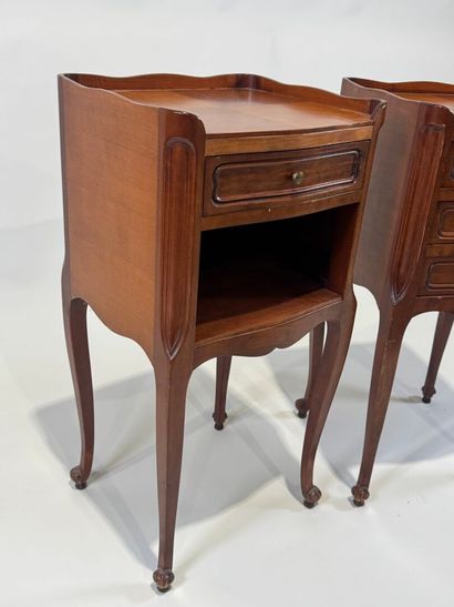 Two molded cherrywood headboards, one opening...