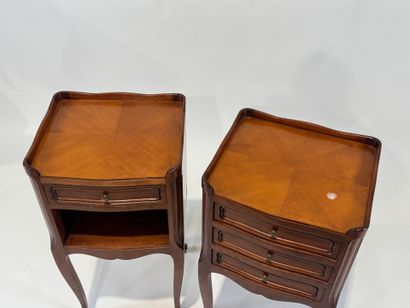 Two molded cherrywood headboards, one opening...