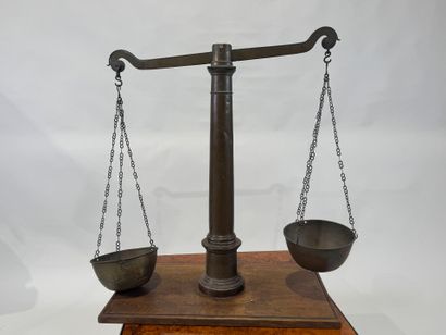 Large brass and bronze trade scale with later...