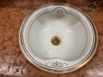 Bathroom cabinet, marble top, pitchpin base,...
