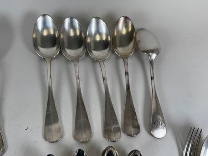 Set of various silver-plated flatware, christening...