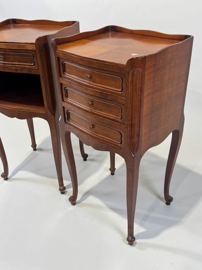 Two molded cherrywood headboards, one opening...