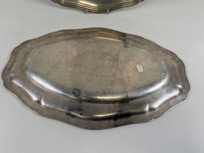 Two silver plated scalloped dishes decorated...