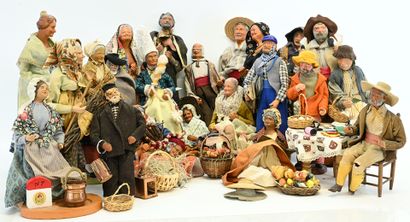 25 Santons de Provence corps et tête en terre...