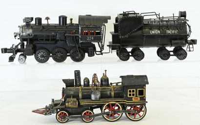 Deux locomotives à vapeurs librement inspirée,...