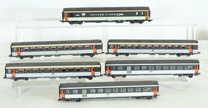 ROCO, LIMA Ho, 6 SNCF passenger cars, complete...