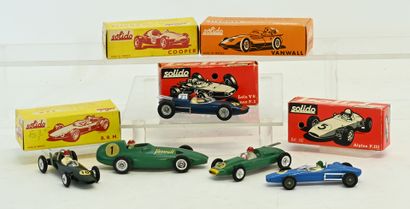 SOLIDO, 5 racing cars, near new condition,...