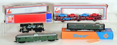 JOUEF, LIMA, ROCO, Ho:4 wagons en boites...