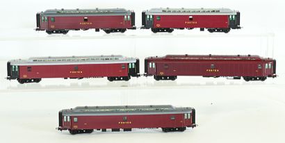 REE, Ho, 5 SNCF post office cars, near mint...