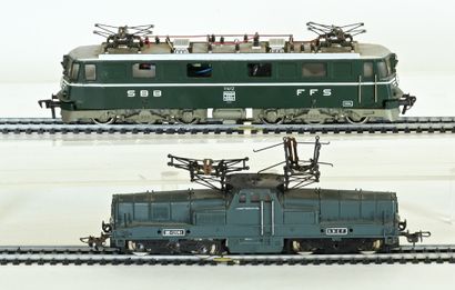 FLEISCHMANN, HORNBY Ho, two electric locomotives,...