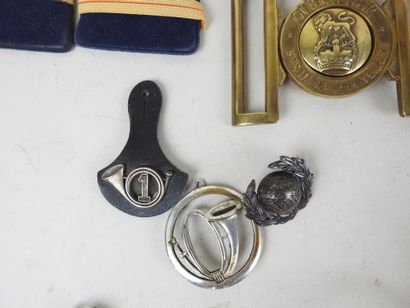 Lot of two furs and small military insignia...