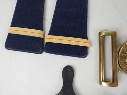 Lot of two furs and small military insignia...