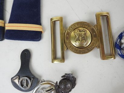 Lot of two furs and small military insignia...