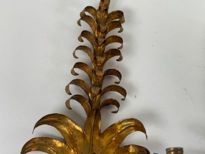 Pair of two-arm sconces in cut-out and gilded...