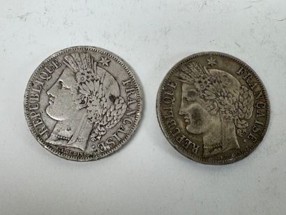 Two silver 5 franc Ceres coins, 1849A and...