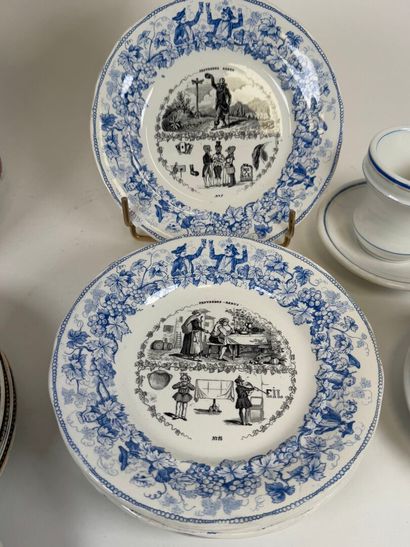 Polychrome earthenware lot including:
- Creil...