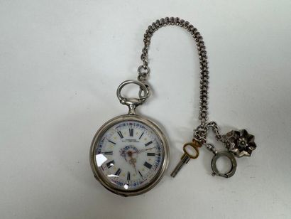 FORESTIER.
Silver gousset watch with chain.
D....
