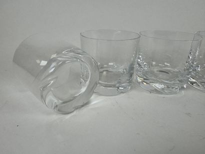 DAUM France.
Set of six crystal whisky glasses.
H....