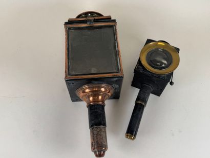Two copper, brass and metal carriage lanterns.
48...