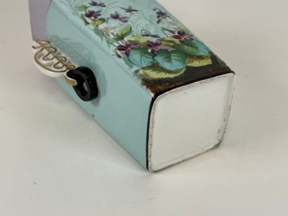 Square vase in polychrome porcelain with...
