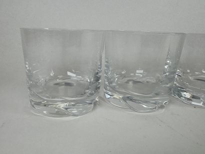 DAUM France.
Set of six crystal whisky glasses.
H....