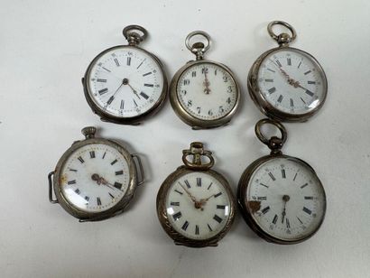 Lot of six silver collar watches.
(small...