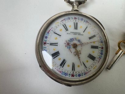 FORESTIER.
Silver gousset watch with chain.
D....