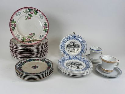 Polychrome earthenware lot including:
- Creil...