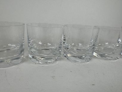 DAUM France.
Set of six crystal whisky glasses.
H....