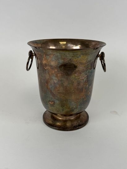 Champagne bucket with two silver-plated metal...