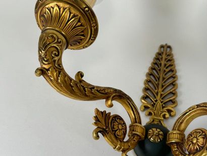 Large pair of chased, gilded and patinated...