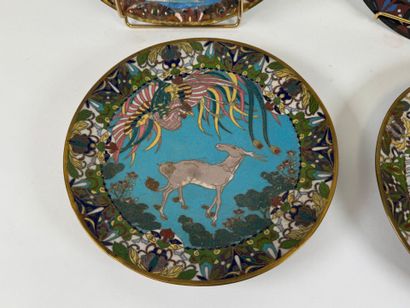 JAPAN, circa 1900.
Four circular dishes in...