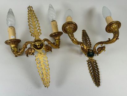Large pair of chased, gilded and patinated...