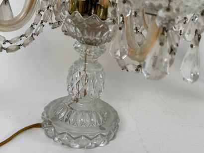 Pair of crystal and glass girandoles, with...