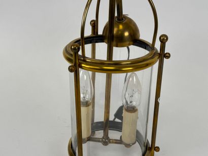 Small circular brass and glass lantern with...