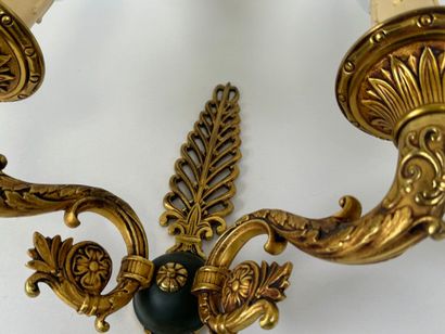 Large pair of chased, gilded and patinated...