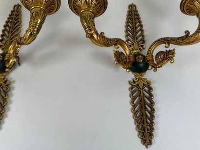 Large pair of chased, gilded and patinated...
