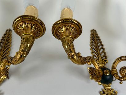 Large pair of chased, gilded and patinated...