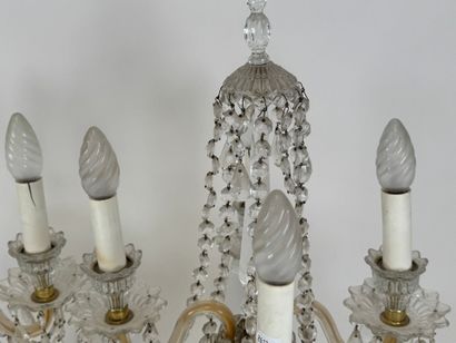 Pair of crystal and glass girandoles, with...