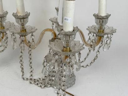 Pair of crystal and glass girandoles, with...