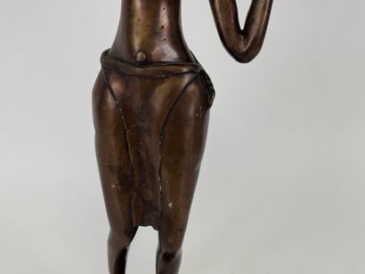 Afrique, XXe.
Grand sujet en bronze patiné...