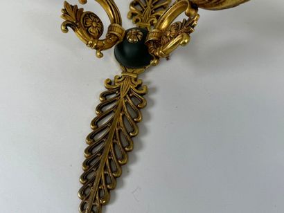 Large pair of chased, gilded and patinated...