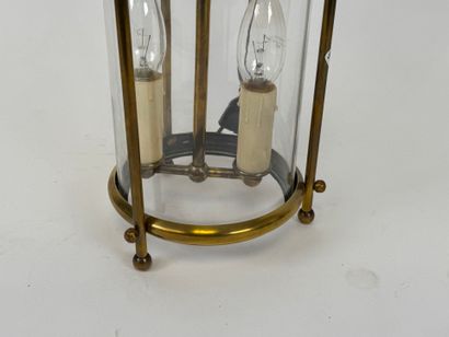 Small circular brass and glass lantern with...
